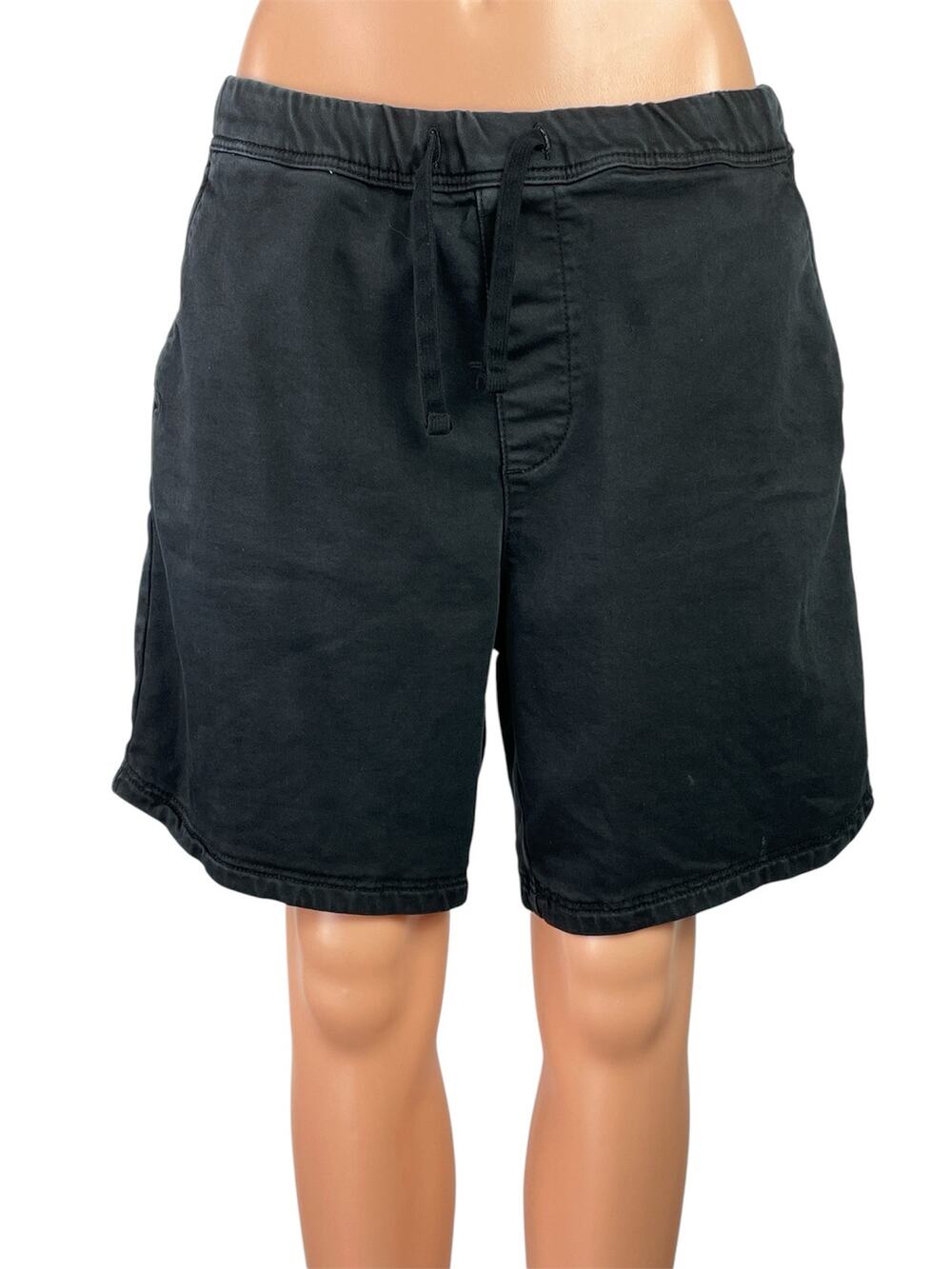 Zara Women's Black Drawstring High Rise Wide Leg Bermuda Casual Shorts Size M